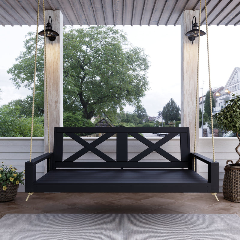Breezy Acres Malvern Porch Swing Bed, 5 Ft Black