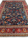 Hand-Knotted Afghani Bidjar Wool Rug – 9’x12’ – Intricate Geometric & Floral Motifs