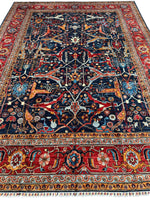 Hand-Knotted Afghani Bidjar Wool Rug – 9’x12’ – Intricate Geometric & Floral Motifs