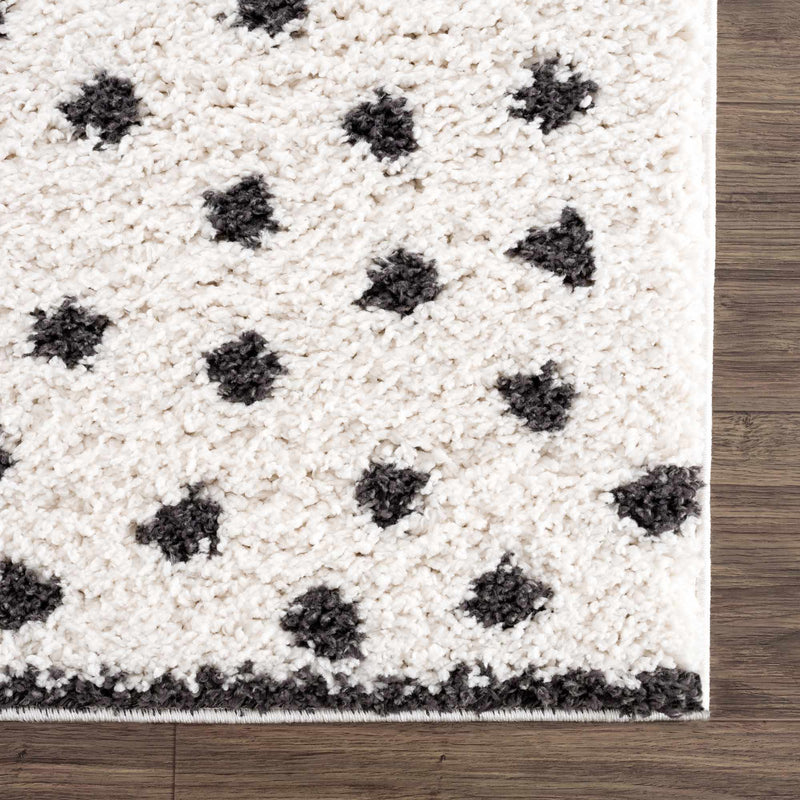 Chaia Dotted Black & White Plush Rug