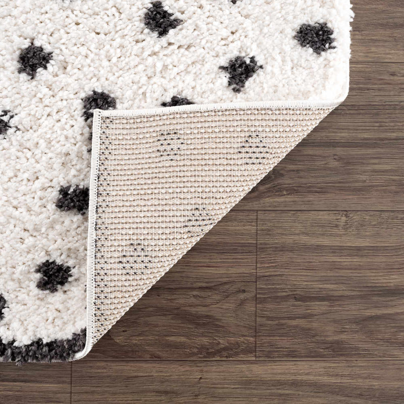 Chaia Dotted Black & White Plush Rug