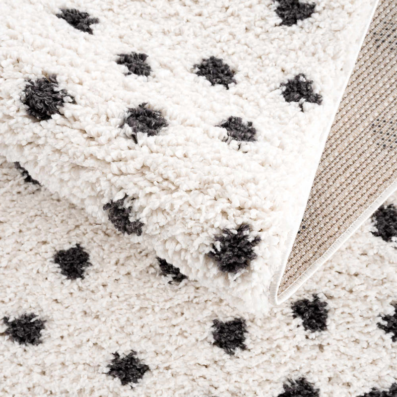 Chaia Dotted Black & White Plush Rug