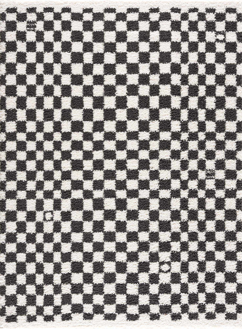 Kieu Black & White Checkered Area Rug