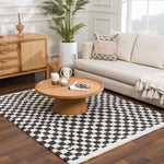 Kieu Black & White Checkered Area Rug