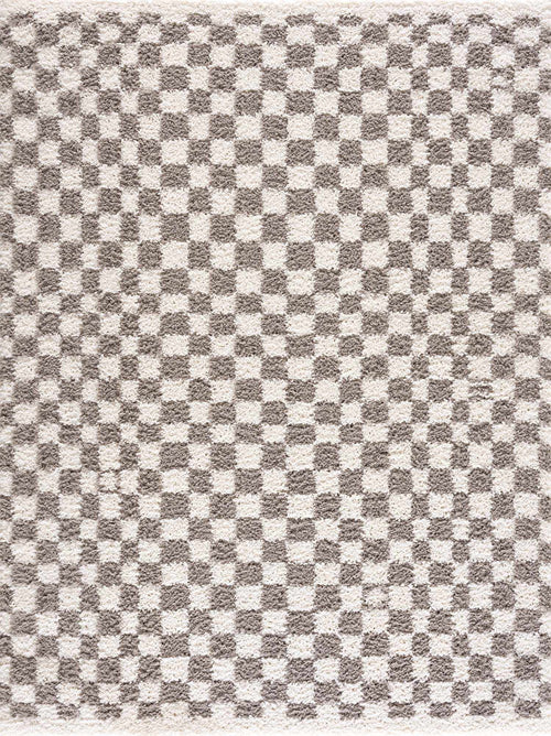 Kieu Taupe Checkered Area Rug