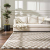 Kieu Light Gray & Taupe Checkered Area Rug