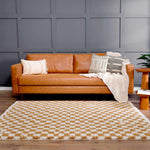 Kieu Yellow & White Checkered Area Rug