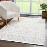 Ivory Gray Beil Textured Trellis Fringe Area Rug