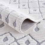 Ivory Gray Beil Textured Trellis Fringe Area Rug