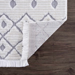 Ivory Gray Beil Textured Trellis Fringe Area Rug