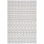 Ivory Gray Beil Textured Trellis Fringe Area Rug