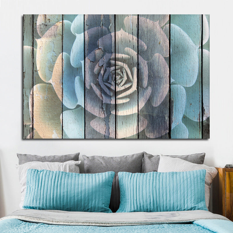 Rustic Blooming Succulent Wall Art
