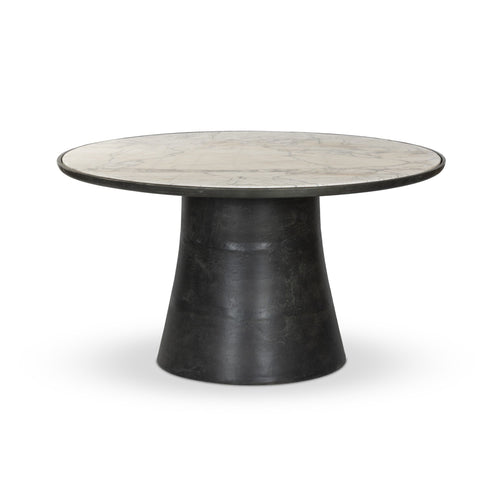 Balboa Veined White Marble Outdoor Dining Table 55" | shipping 7/27/2025