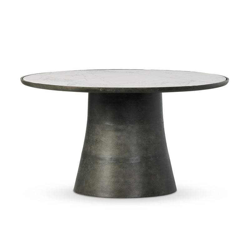 Balboa Veined White Marble Outdoor Dining Table 55" | shipping 7/27/2025