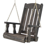 Amish Casual Heavy Duty Outdoor Wood Swing Chair in Black Stain