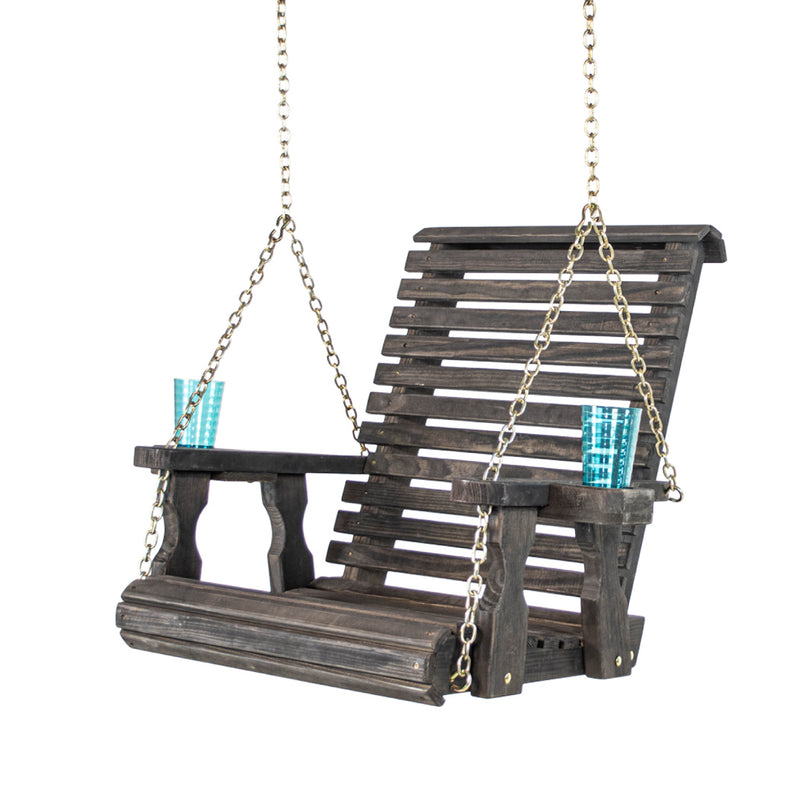 Amish Casual Heavy Duty Black Stain Roll Back Swing Chair