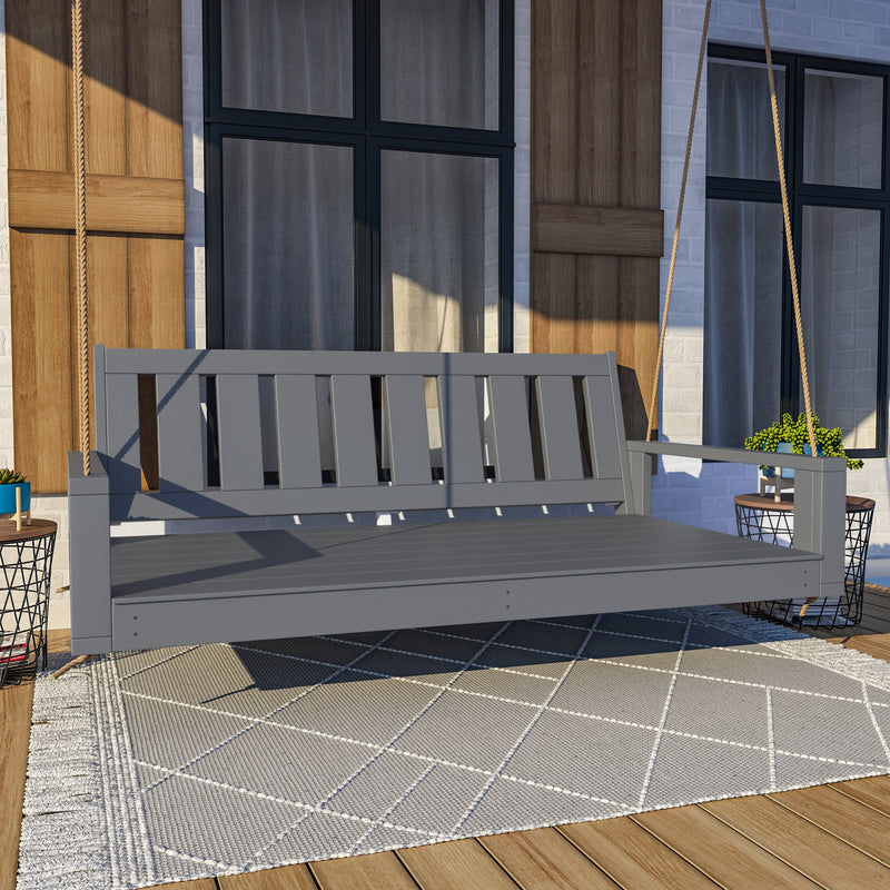 Amish Casual 5 Foot Uptown Porch Swing Bed in Dovetail Grey Paint
