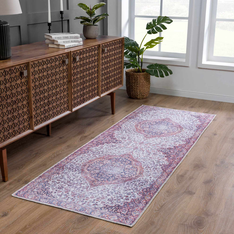 Red Cael Medallion Washable Rug