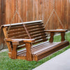 Amish Casual 3 Foot Roll Back Porch Swing in Oak with Clearcoat