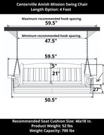 Amish Casual 4 Foot Cedar Stain Mission Porch Swing with Clearcoat