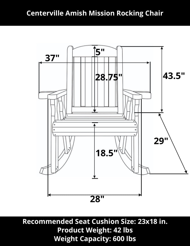 Amish Casual Heavy Duty 600 Lb Mission Treated Rocking Chair