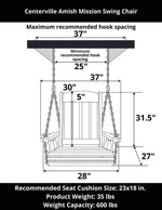 Amish Casual Heavy Duty Outdoor Wood Swing Chair in Black Clearcoat