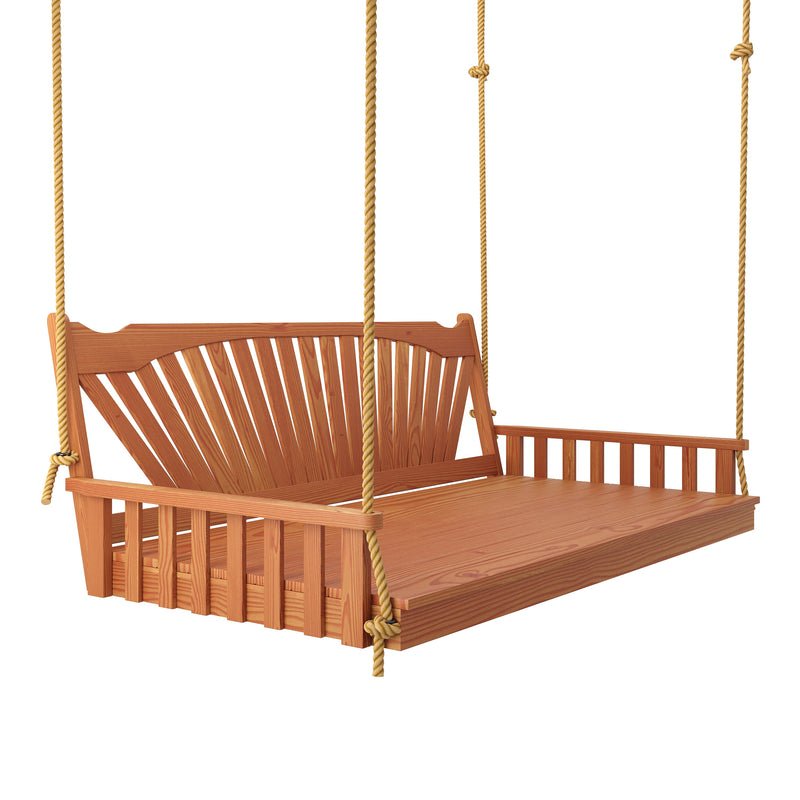 Keystone Amish Co. 5 Foot Sunburst Porch Swing Bed, Cedar Stain