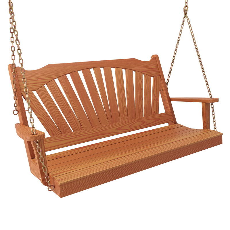 Keystone Amish Co. Sunburst Porch Swing, 4 Foot, Cedar Stain