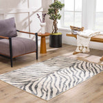 Gray Ecorse Zebra Print Area Rug