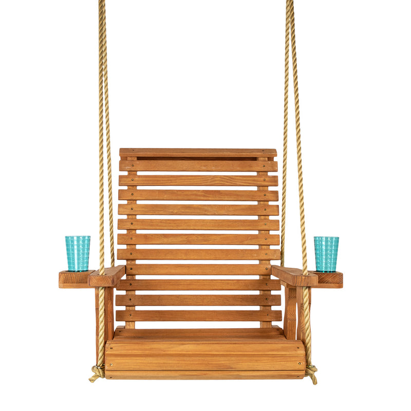 Amish Casual Heavy Duty Cedar Stain Clearcoat Roll Back Swing Chair