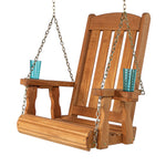 Amish Casual Heavy Duty Outdoor Wood Swing Chair in Cedar Clearcoat