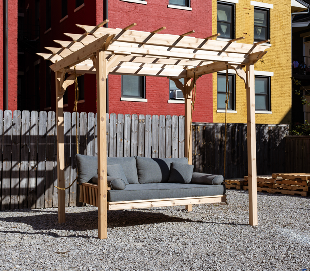 Keystone Amish Co. Twin Franklin Red Cedar Swing Bed, Unfinished