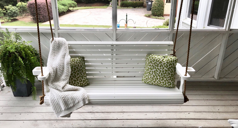 Amish Casual 5 Foot Roll Back Porch Swing in White Stain