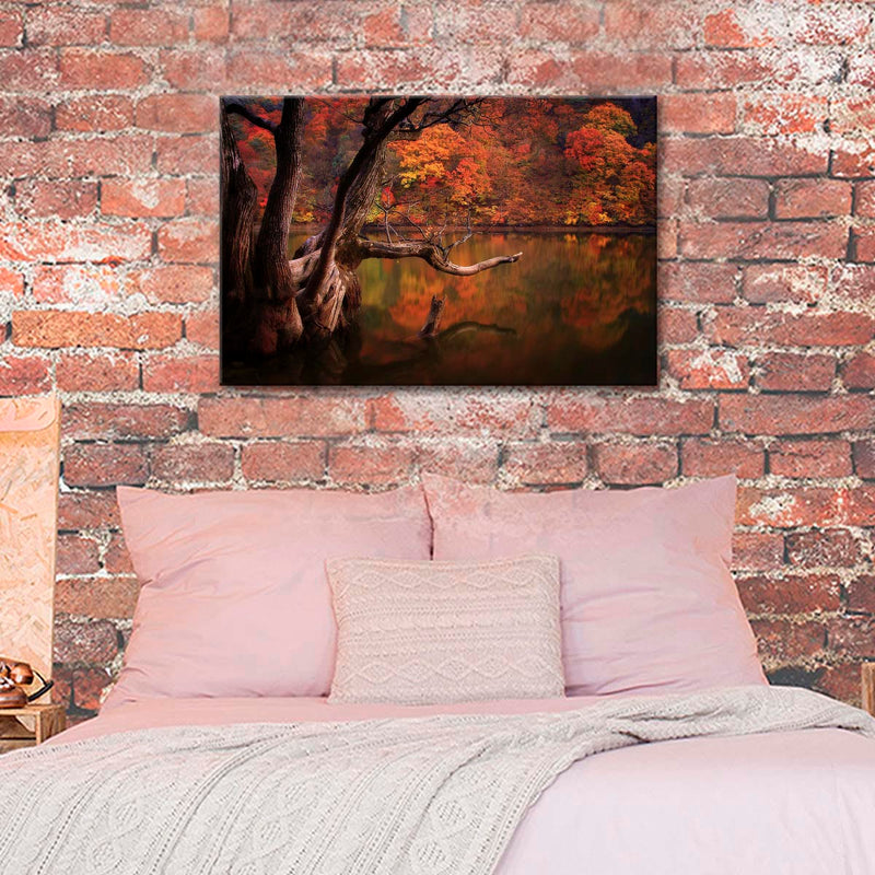 Orange Autumn Lake Wall Art