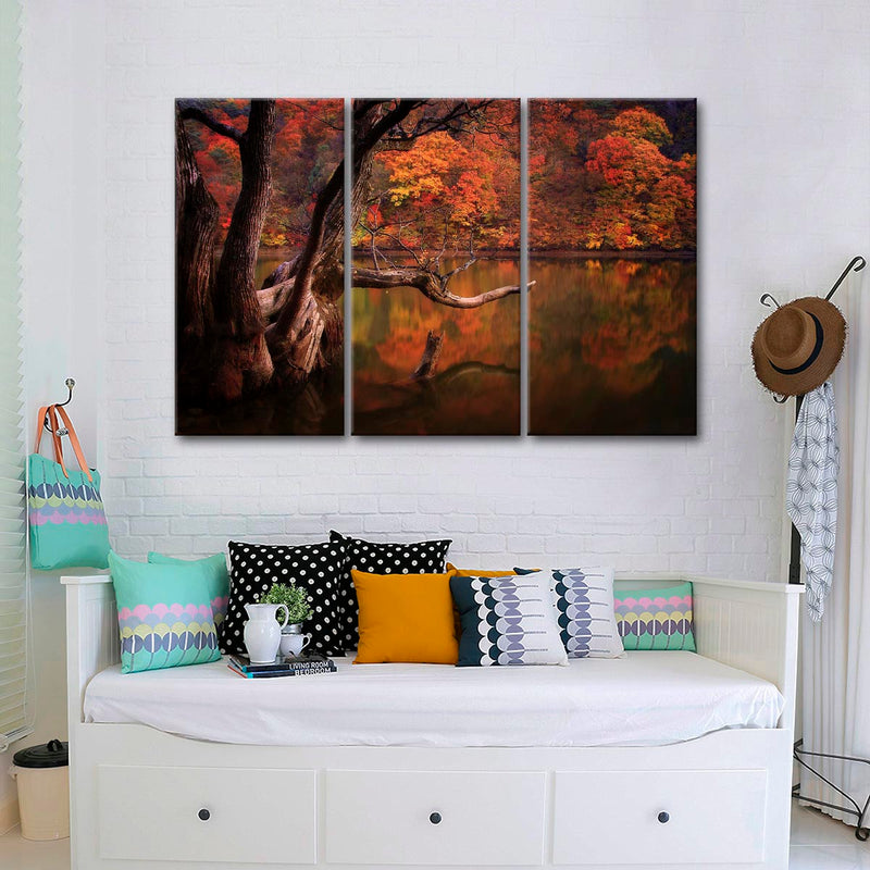 Orange Autumn Lake Wall Art