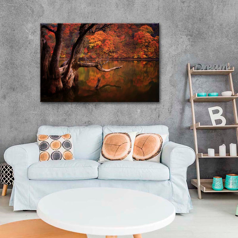 Orange Autumn Lake Wall Art