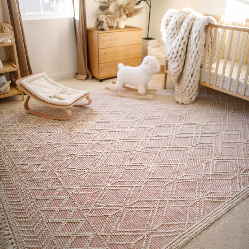 Ramsbury Pink Trellis Wool Rug