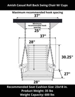Amish Casual Heavy Duty Black Stain Clearcoat Roll Back Swing Chair
