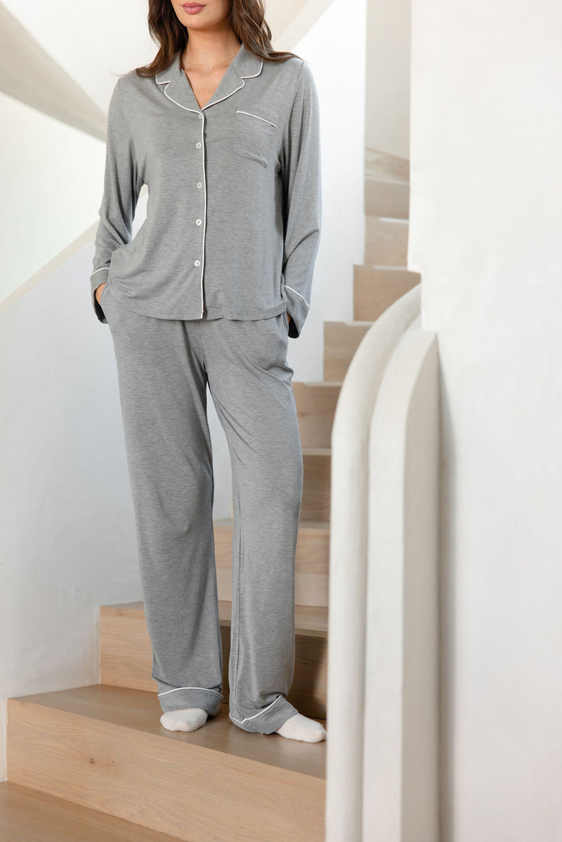 Women's Stretch-Knit Long Sleeve Bamboo Pajama Set