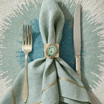 Ombre hand beaded placemat, turquoise