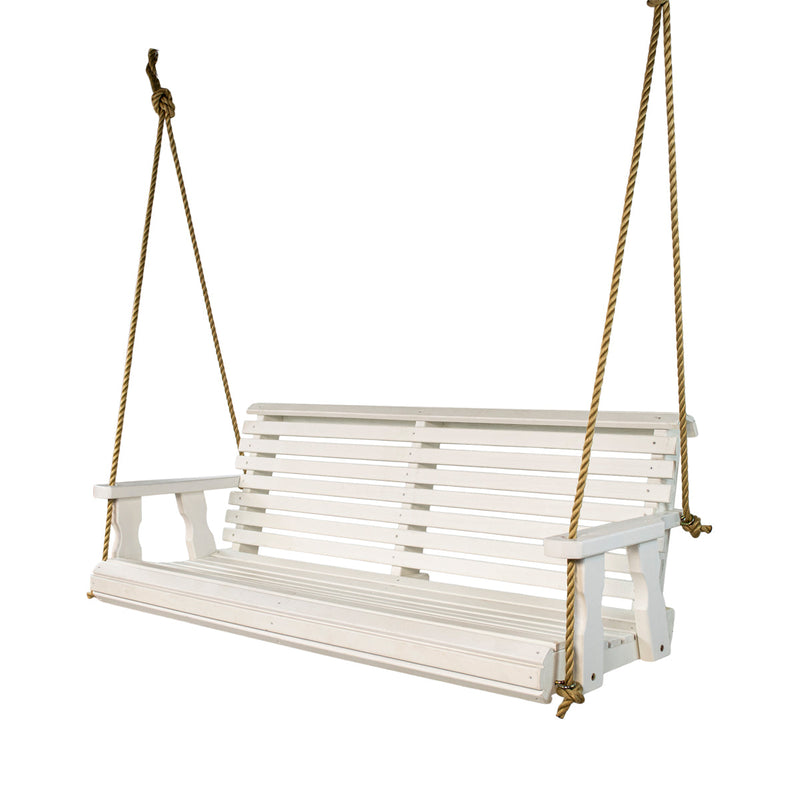 Amish Casual 4 Foot Roll Back Porch Swing in White Stain
