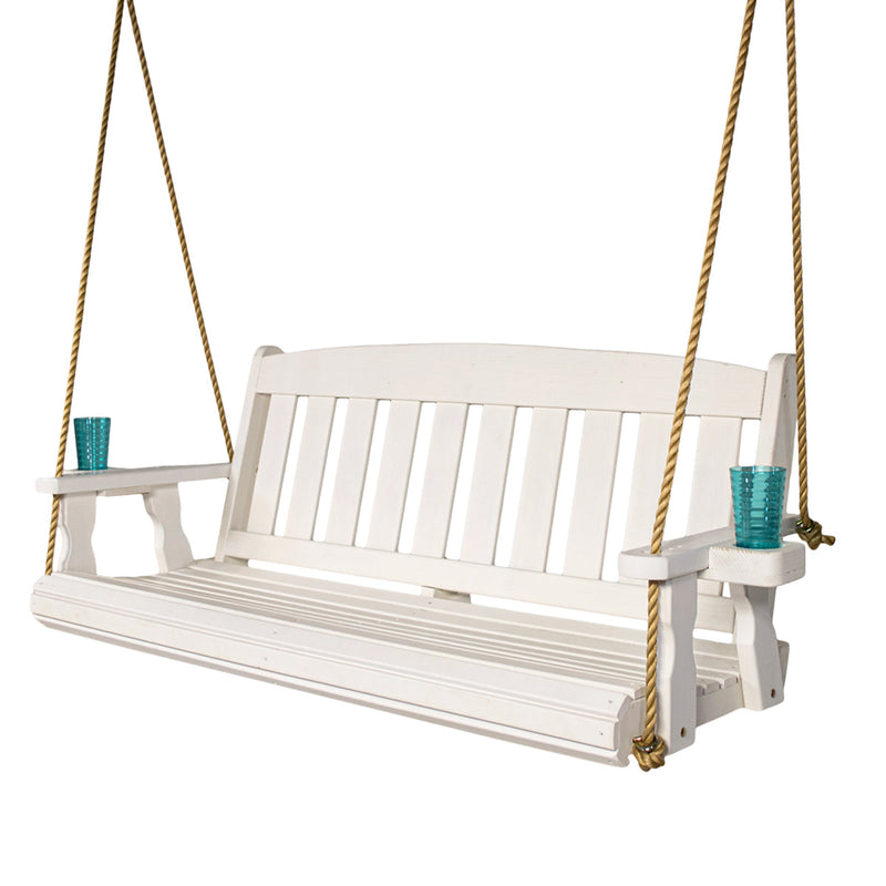 Amish Casual 5 Foot White Stain Mission Porch Swing