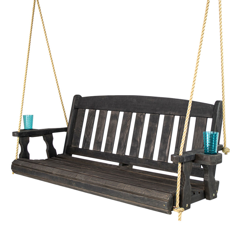 Amish Casual 5 Foot Black Stain Mission Porch Swing with Clearcoat