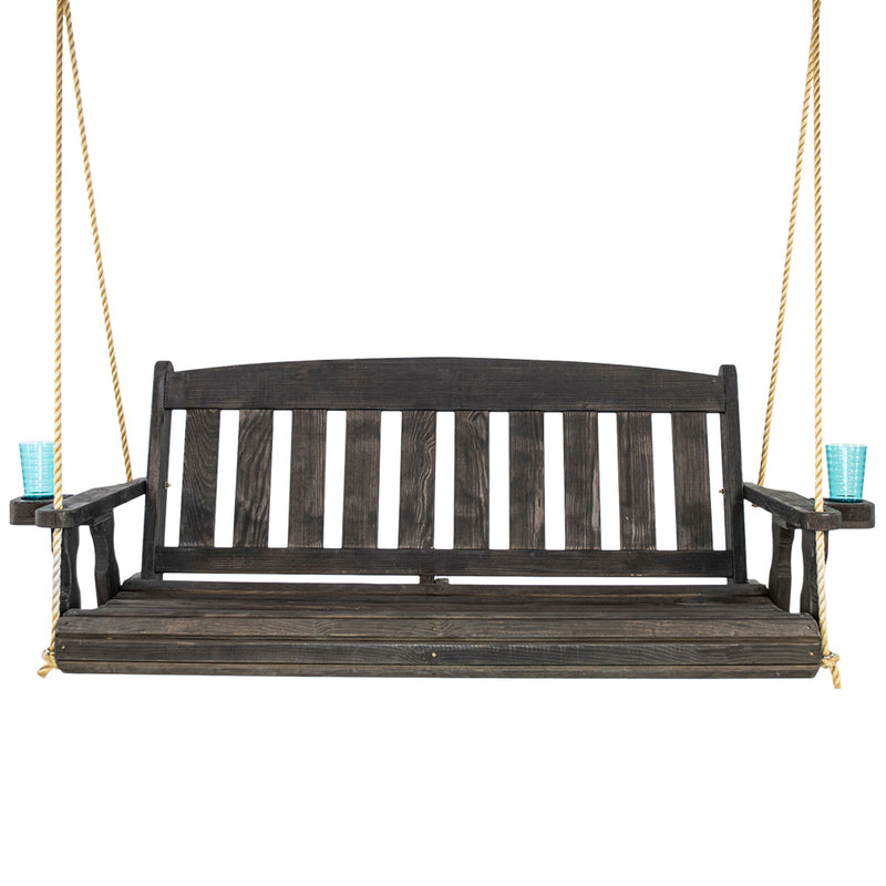 Amish Casual 5 Foot Black Stain Mission Porch Swing with Clearcoat