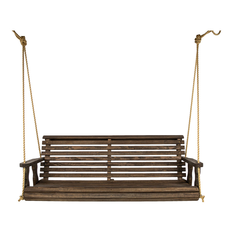 Amish Casual 5 Foot Roll Back Porch Swing in Dark Walnut Stain