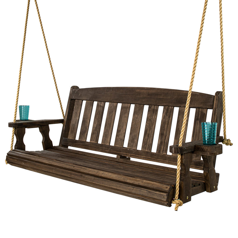 Amish Casual 5 Foot Dark Walnut Stain Mission Porch Swing with Clearcoat