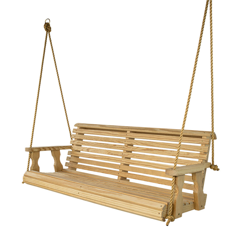 Amish Casual 3 Foot Unfinished Roll Back Porch Swing with Clearcoat