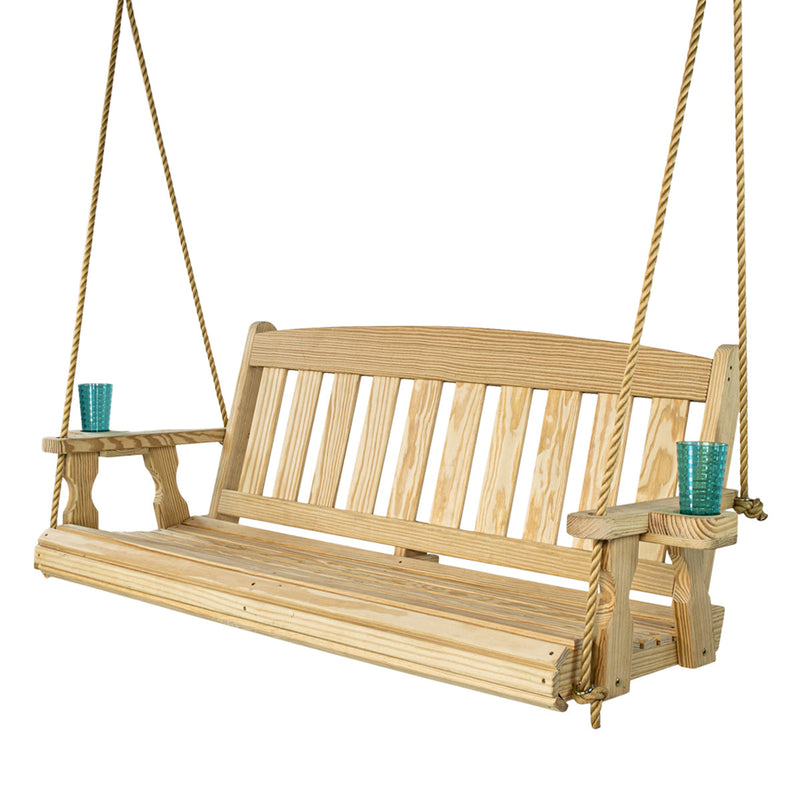 Amish Casual 4 Foot Clearcoated Unfinished Mission Porch Swing