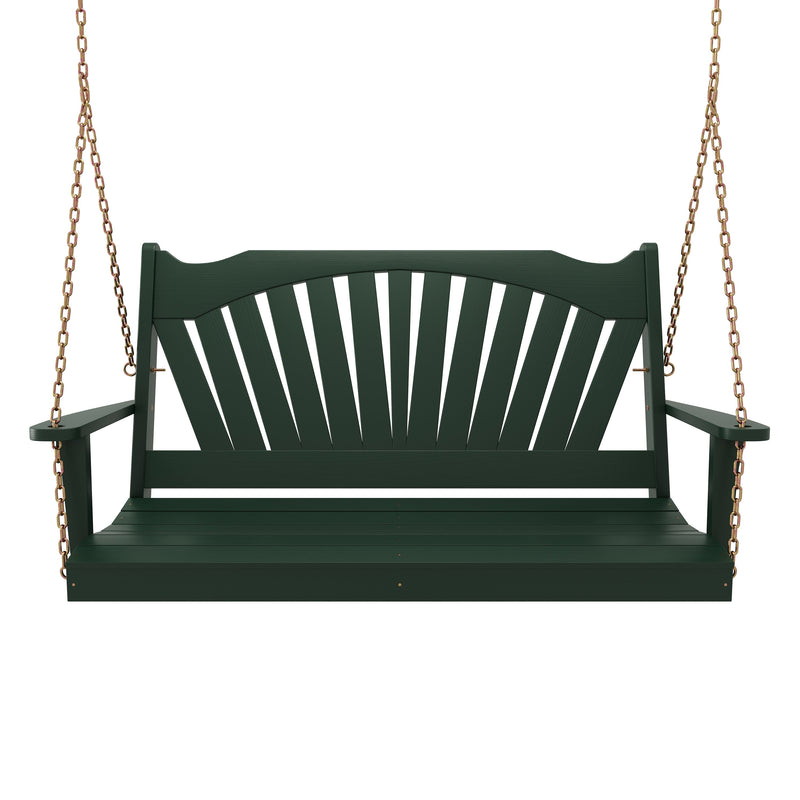 Keystone Amish Co. Sunburst Porch Swing, 4 Foot, Dark Green