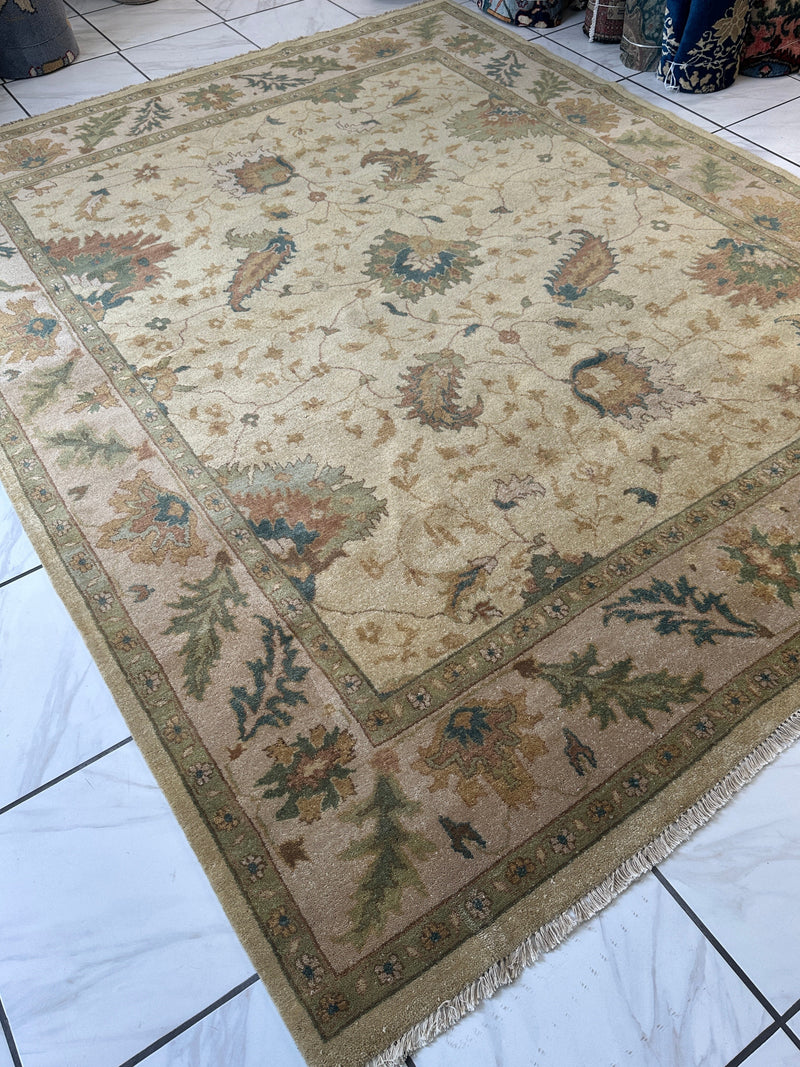 Hand-Knotted Oushak Soft Wool Rug 8 x 10